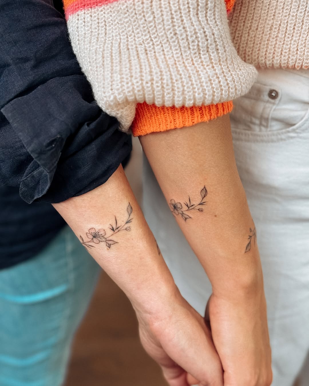 Matching Delicate Floral Tattoos - Tattoo Strategies