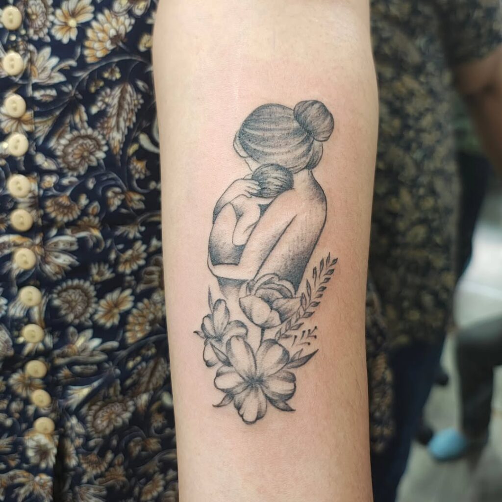 Mother and Child Silhouette Tattoo - Tattoo Strategies